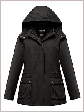 Women's Plus Size Military Cotton Jacket Detachable Hood
